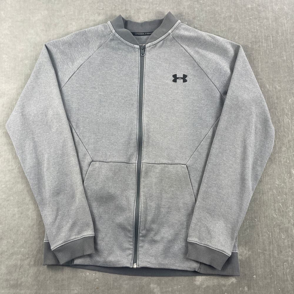 Under Armour Mens Large Gray‎ Full Zip Bomber Jacket Fitted